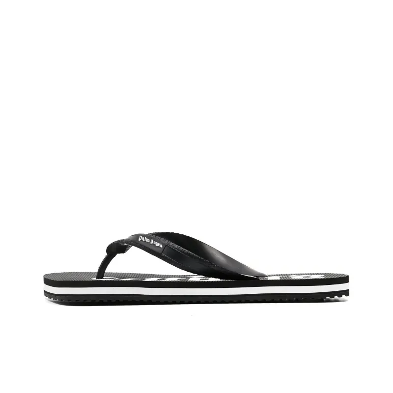 PALM ANGELS Flip Flop Logo Black White-0