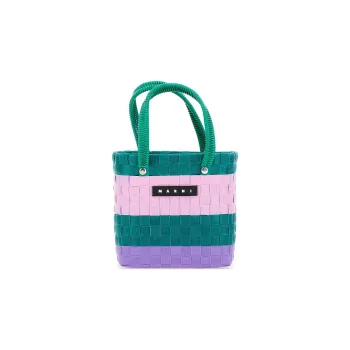 MARNI Polypropylene Tote Bag, Shopping Bag, Shoulder Bag, Handbag Kids' Green & Pink & Purple