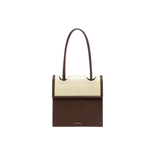 STAR TOWN Cow Leather Handbag, Shoulder Bag Tubas Women's Cocoa Brown/Milk Tea