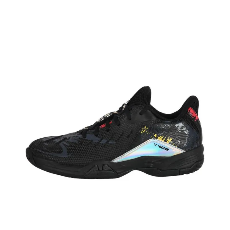VICTOR Cushioned Slip Resistant Low Top Badminton Shoes Unisex Black-1