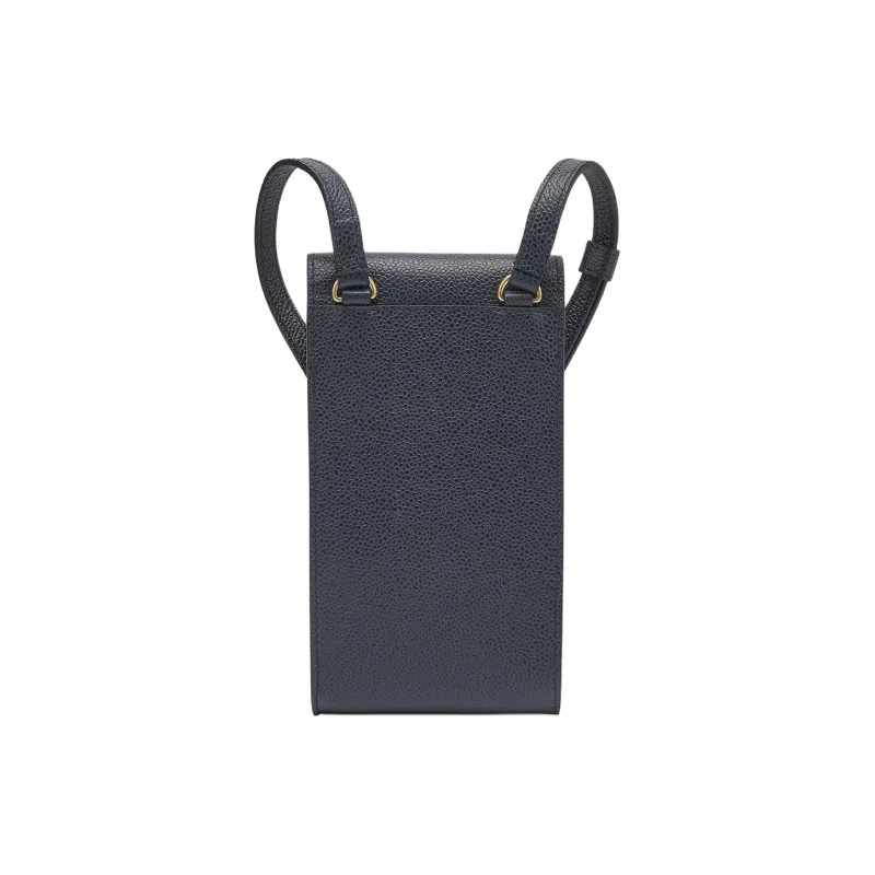 THOM BROWNE· Pebble Leather Cell Phone Pouch, Shoulder Bag Men's Black-2