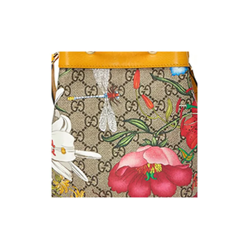 GUCCI Ophidia Cow Leather Bucket Bag, Shoulder Bag, Crossbody Bag Small Size Women's Ebony/Yellow/Multicolor-4