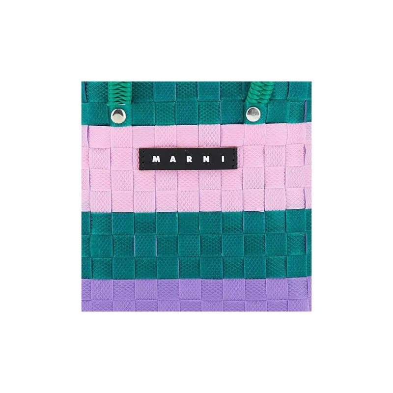 MARNI Polypropylene Tote Bag, Shopping Bag, Shoulder Bag, Handbag Kids' Green & Pink & Purple-4