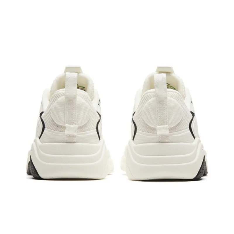 Anta Life Collection Back Wave Cushioned Wear Resistant Slip Resistant Low Top Casual Shoes Women's White Black-3