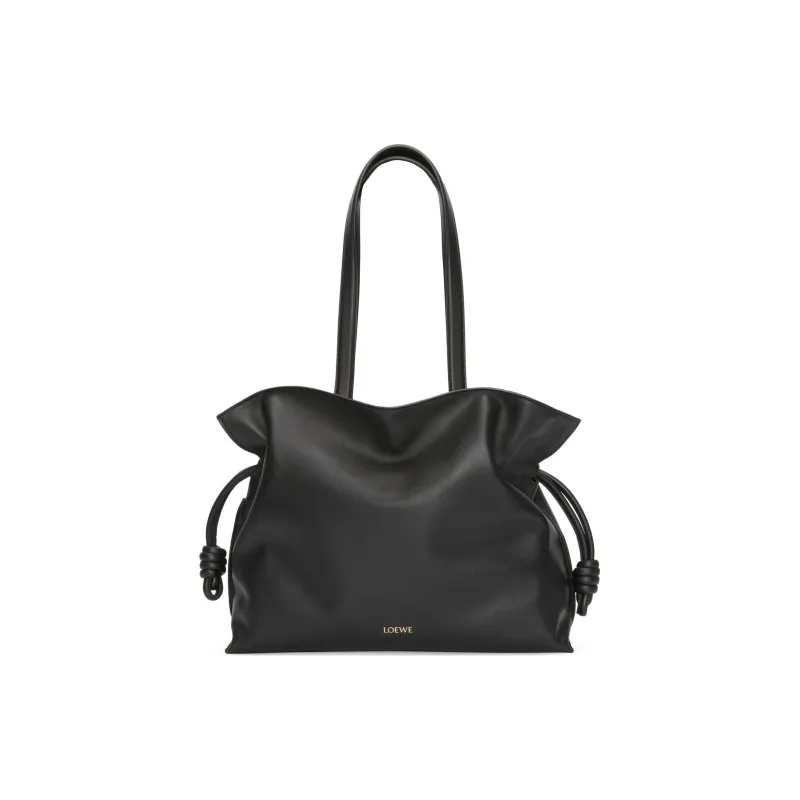 LOEWE Flamenco Napa Calf Leather One Shoulder Clutch Large Size Women's Black-2