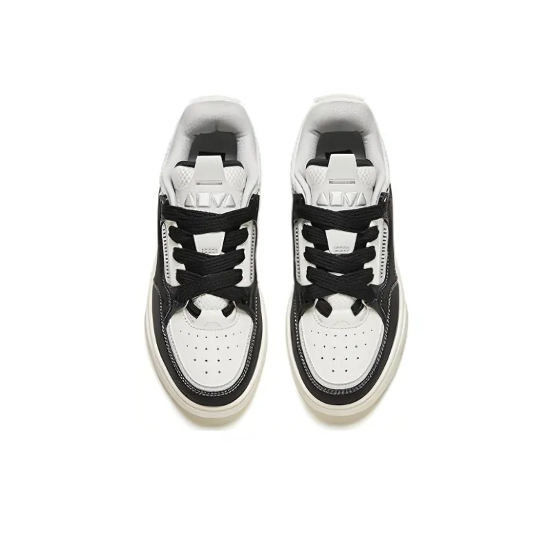 Anta AOJIE Anti Slip And Wear Resistant Lightweight Low Top Skateboard Shoes Women's Black White-3