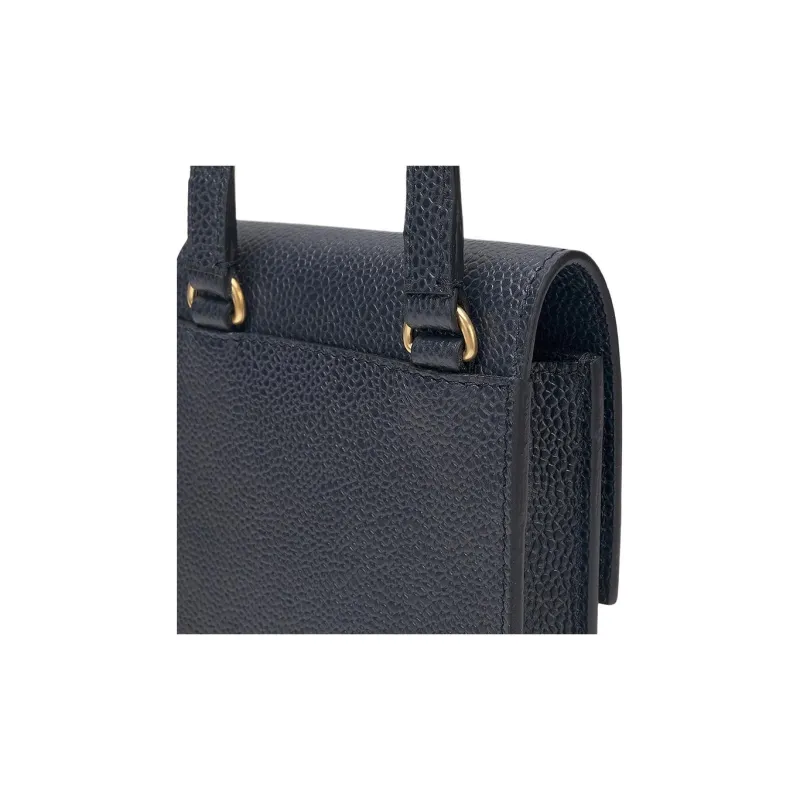 THOM BROWNE· Pebble Leather Cell Phone Pouch, Shoulder Bag Men's Black-4