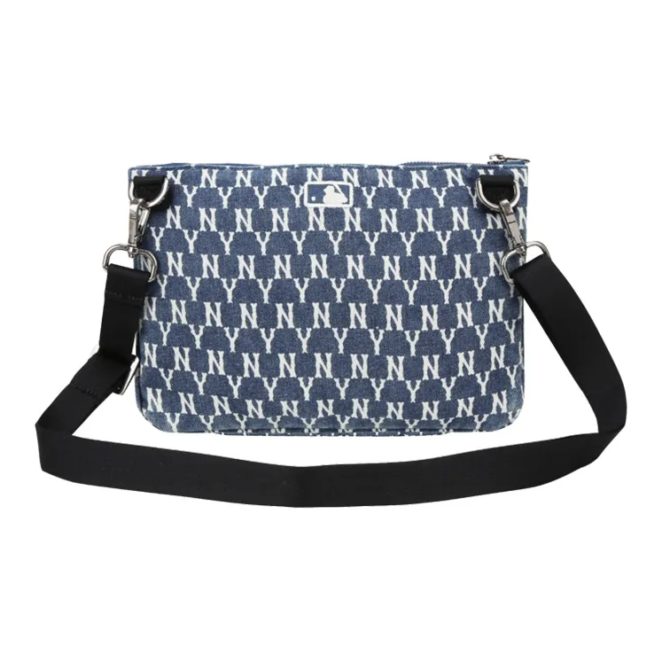 MLB Denim With Polyester Shoulder Bag, Crossbody Bag Regular Unisex Denim Blue-3
