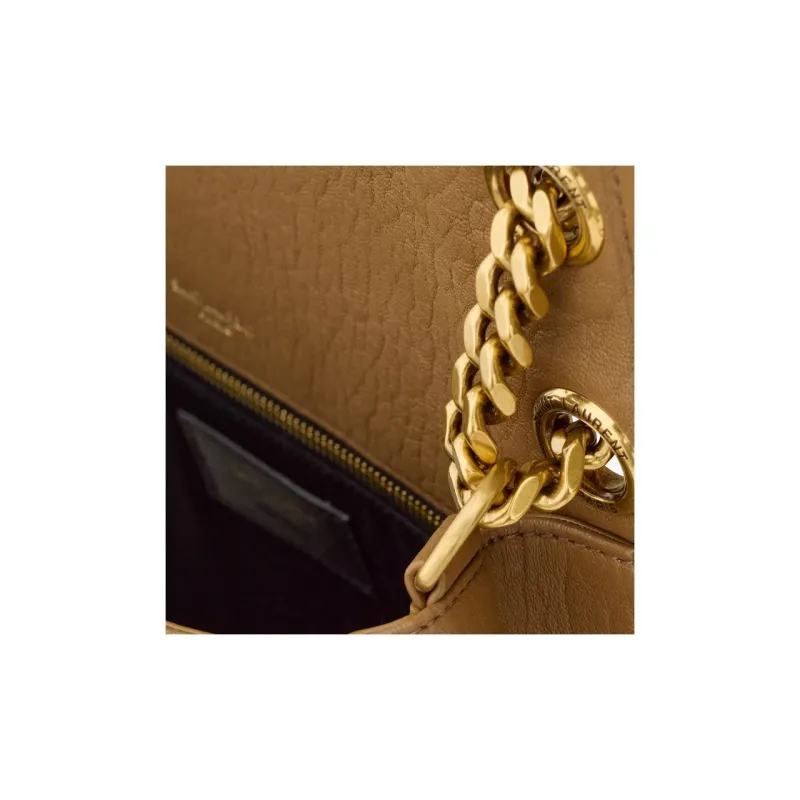 SAINT LAURENT Niki Lambskin Portable Crossbody Bag, Shoulder Bag Women's Brown-5