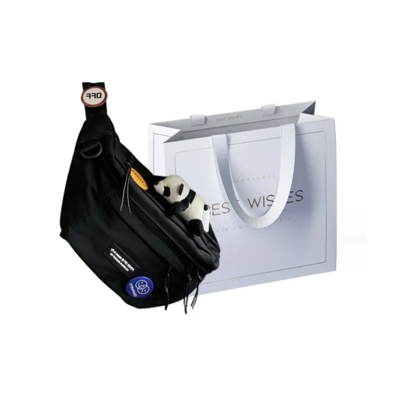 KAKAXI Polyester Crossbody Bags Fanny Pack Unisex Black/White-5