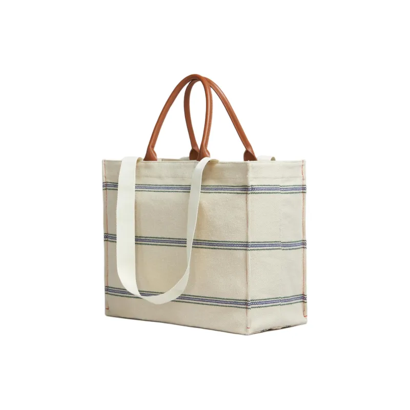 MARNI Logo Embroidered Striped Large Tote Bag-2