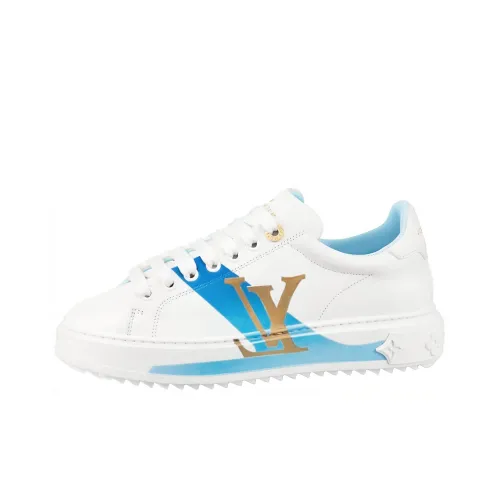 LOUIS VUITTON Time Out Low Top Stylish Skateboarding Shoes Women's White Blue