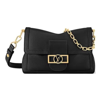 LOUIS VUITTON Dauphine Leather Dafne Shoulder Bag, Crossbody Bag Medium Size Women's Black