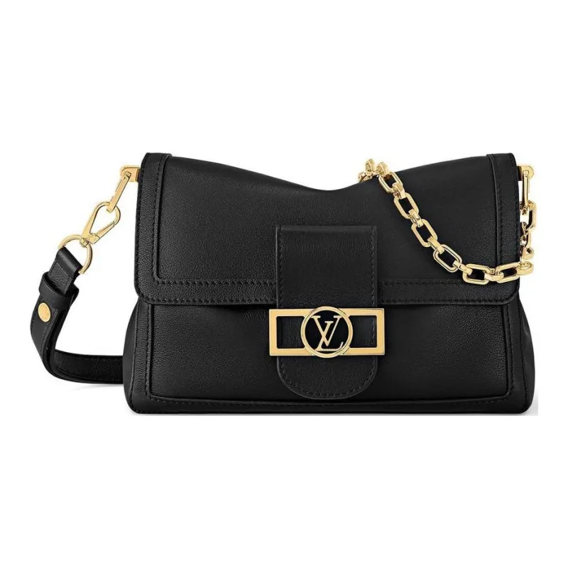 LOUIS VUITTON Dauphine Leather Dafne Shoulder Bag, Crossbody Bag Medium Size Women's Black-0