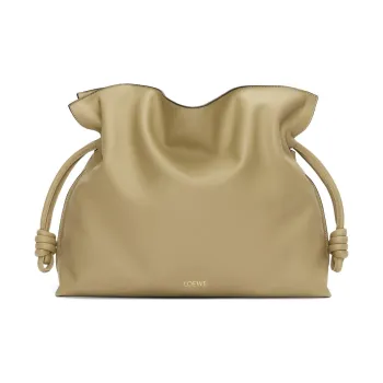 LOEWE Flamenco Napa Calf Leather Clutch Bag Over The Shoulder Large Size Women's Clay Green