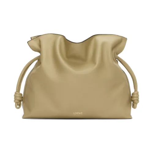 LOEWE Flamenco Napa Calf Leather Clutch Bag Over The Shoulder Large Size Women's Clay Green