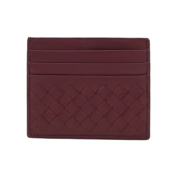 Bottega Veneta Leather Card Holder Women's Burgundy