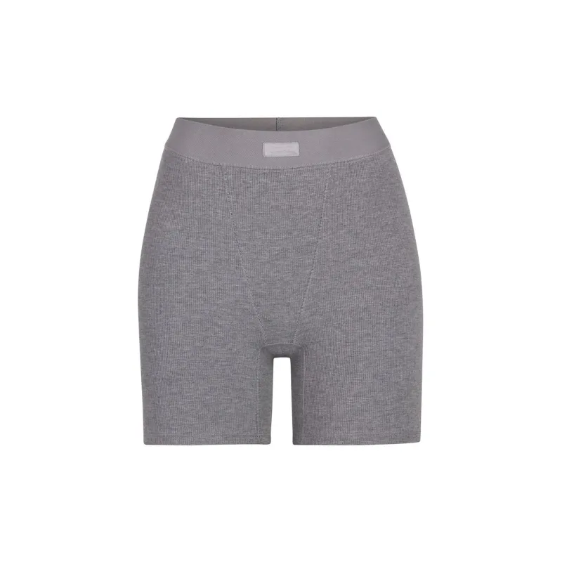 SKIMS SOFT LOUNGE BOXER Underpants Women's Heather Grey/Stone Heather-0