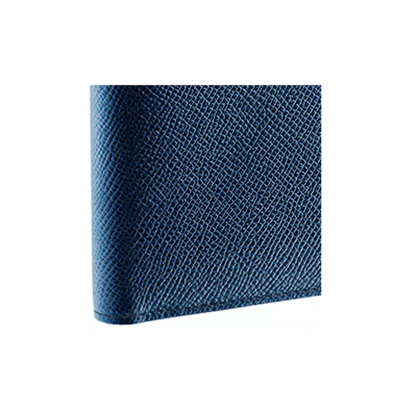 BVLGARI Cow Leather Wallets Card Holders Men's Blue-3