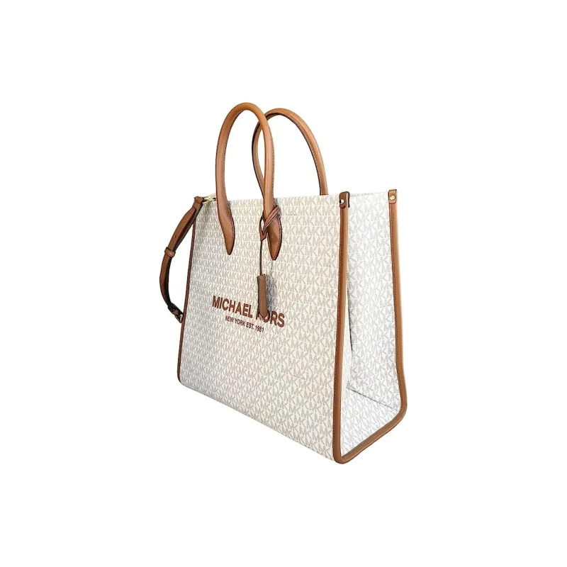 MICHAEL KORS Mirella Canvas Tote Bag, Shopping Bag, Shoulder Bag, Crossbody Bag, Handbag Tubas Women's Vanilla-1