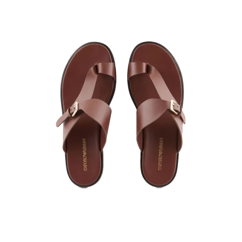 EMPORIO ARMANI Leather Thong Sandals-4