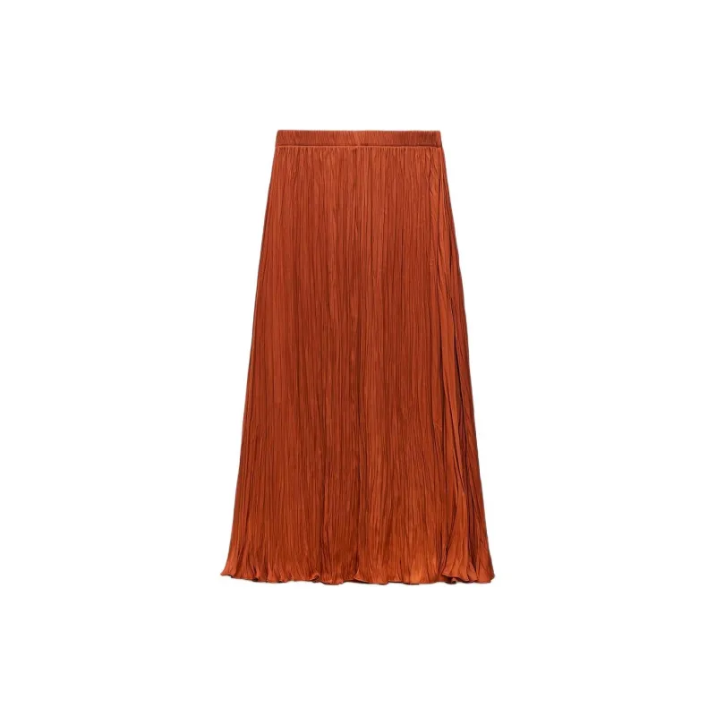 ZARA Casual Long Skirts Women's Orange-1