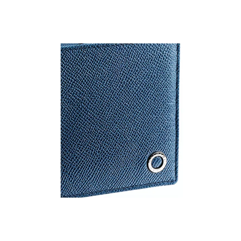 BVLGARI Cow Leather Wallets Card Holders Men's Blue-2
