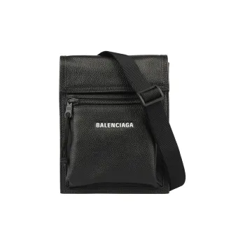 Balenciaga Cow Leather Cell Phone Pouch Crossbody Bags Unisex Black