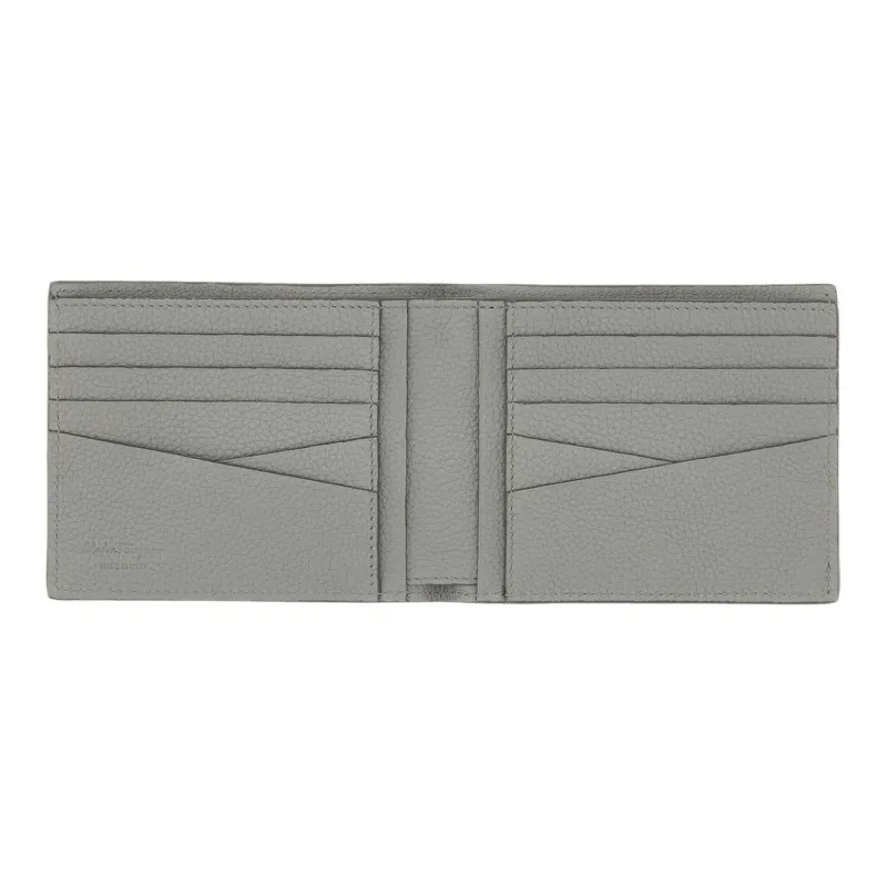 FERRAGAMO Grained Calfskin Wallet Men's Gray-3