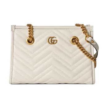 GUCCI GG Marmont Leather Tote Bag Shopping Bag Portable Crossbody Bag Shoulder Bag Small Size Women's White