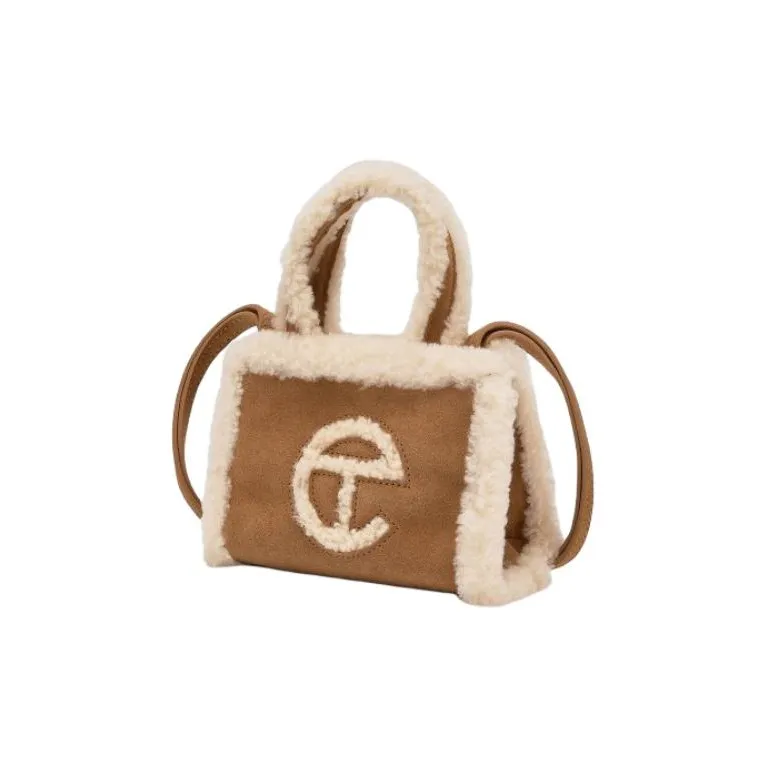 UGG Shearling Tote Bag, Shopping Bag, One Shoulder Handbag, Crossbody Bag Trumpets Women's Chestnut-4