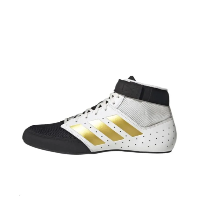 Adidas Mat Hog 2.0 Cushioning Anti-Slip And Wear-Resistant Balance Mid-Top Training Shoes Men's White Black Gold-0
