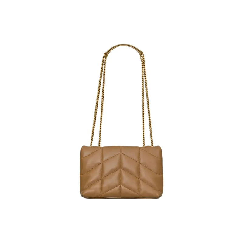 SAINT LAURENT PUFFER Sheepskin Portable Crossbody Bag, Shoulder Bag Women's Dark Cork-2