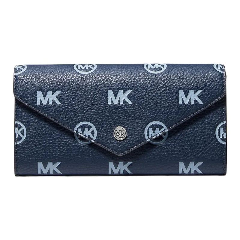 MICHAEL KORS Jet Set Travel Polyurethane Wallet Large Size Women's Marine Blue-0
