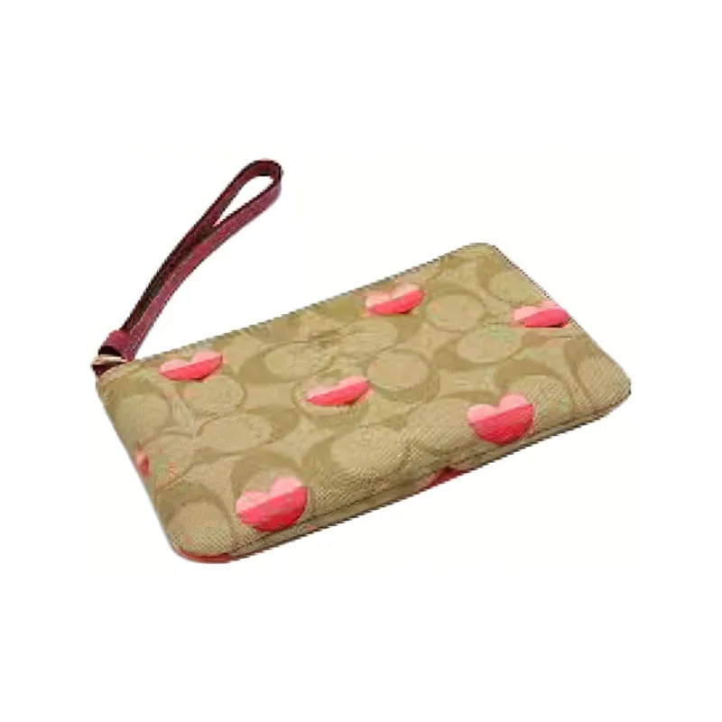 COACH Artificial Leather Clutch Trumpets Women's Brown & Pink-4