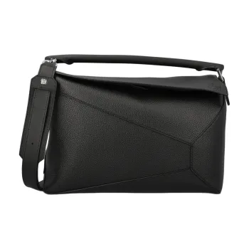 LOEWE Puzzle Classic Calfskin Shoulder Bag Crossbody Bag Handbag Large Size Women's Black