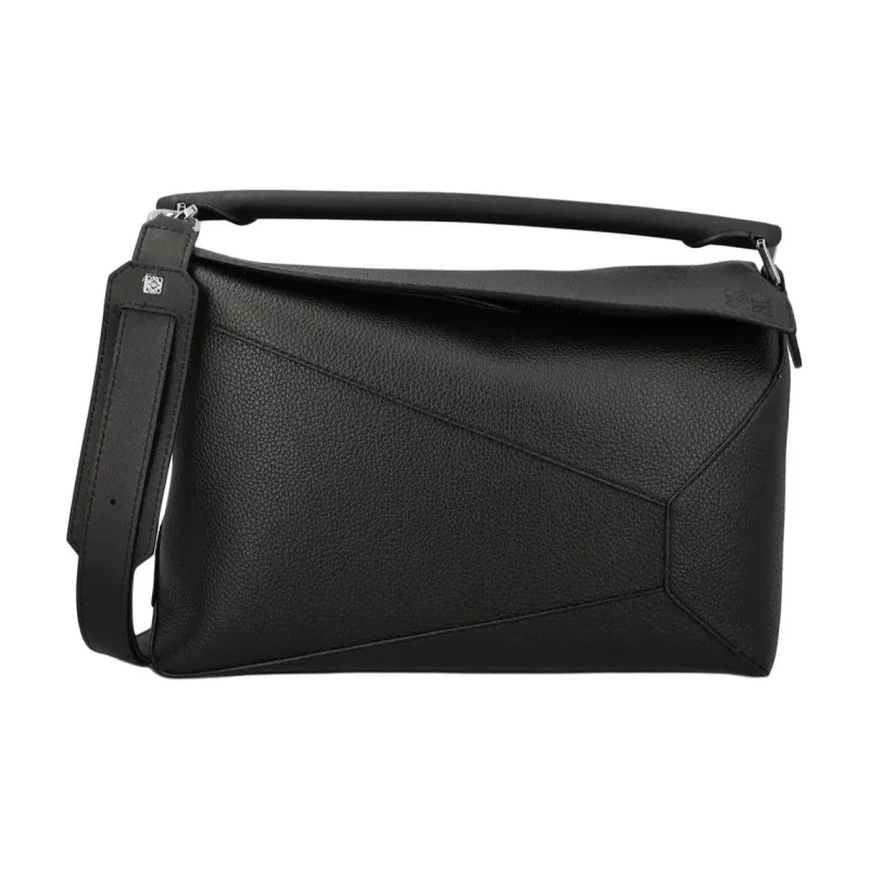 LOEWE Puzzle Classic Calfskin Shoulder Bag Crossbody Bag Handbag Large Size Women's Black-0