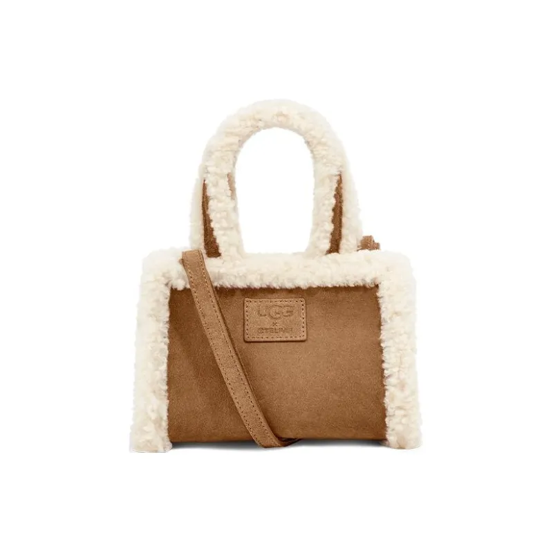 UGG Shearling Tote Bag, Shopping Bag, One Shoulder Handbag, Crossbody Bag Trumpets Women's Chestnut-2