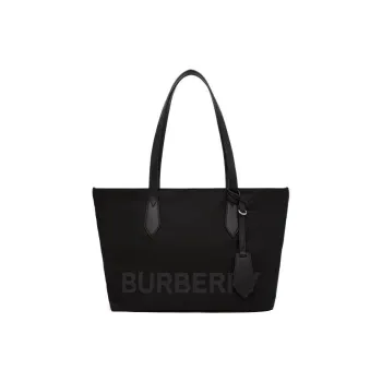 Burberry Calfskin Trim Tote Bag, Shopping Bag, Shoulder Bag, Handbag Small Size Women's Pure Black