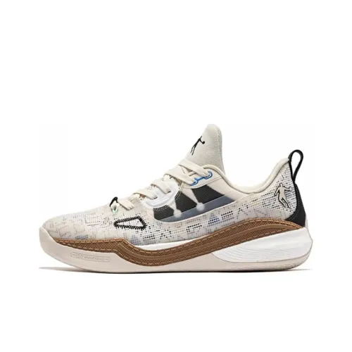 QIAODAN Sharp Edge 6.0PRO LOW Basketball Shoes Men Low-Top White/Black/Brown