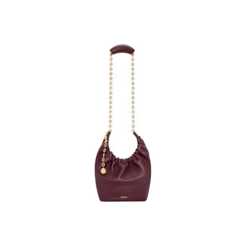 LOEWE Nappa Sheep Leather Handbag Small Size Women's Burgundy-1