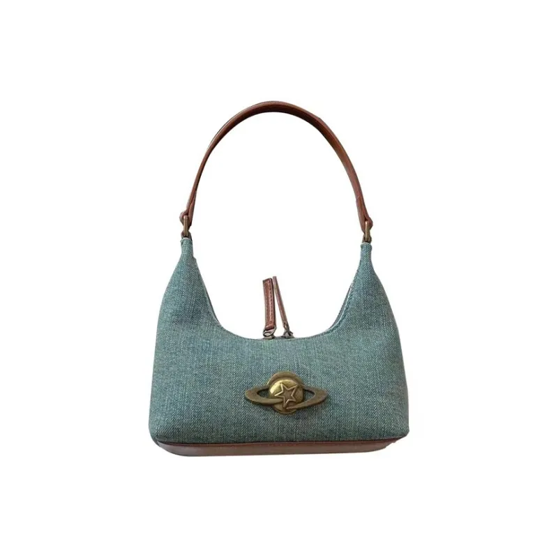 Jade En Plus Denim Shoulder Bag Regular Women's Blue/Brown-1