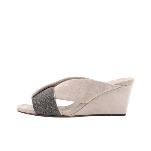 Brunello Cucinelli 75mm Monili-chain Suede Mules
