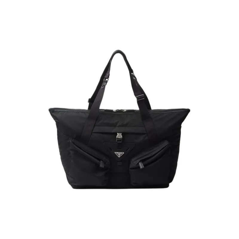 PRADA Recycled Nylon With Patchwork Leather Portable One Shoulder Travel Bag Men's-0