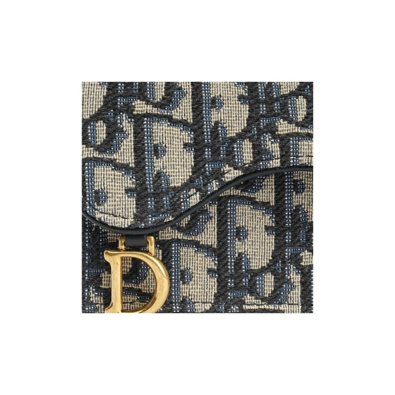 DIOR Leather Card Holder Card Holder Women's Denim Blue-3