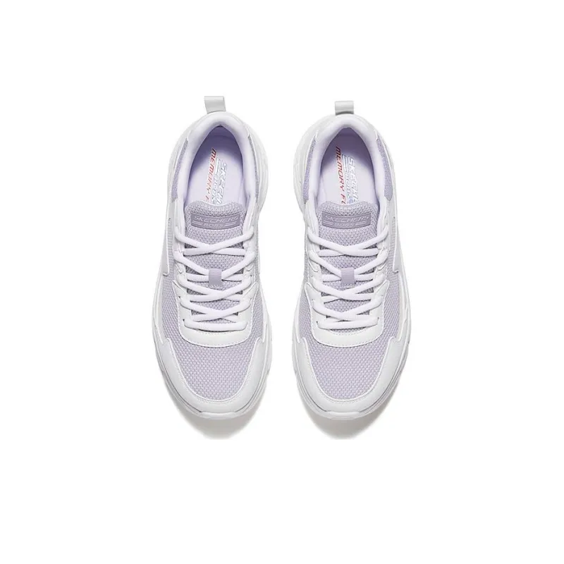 Skechers Cushioning Anti Slip And Wear Resistant Low Top Casual Shoes Women's Purple White-3