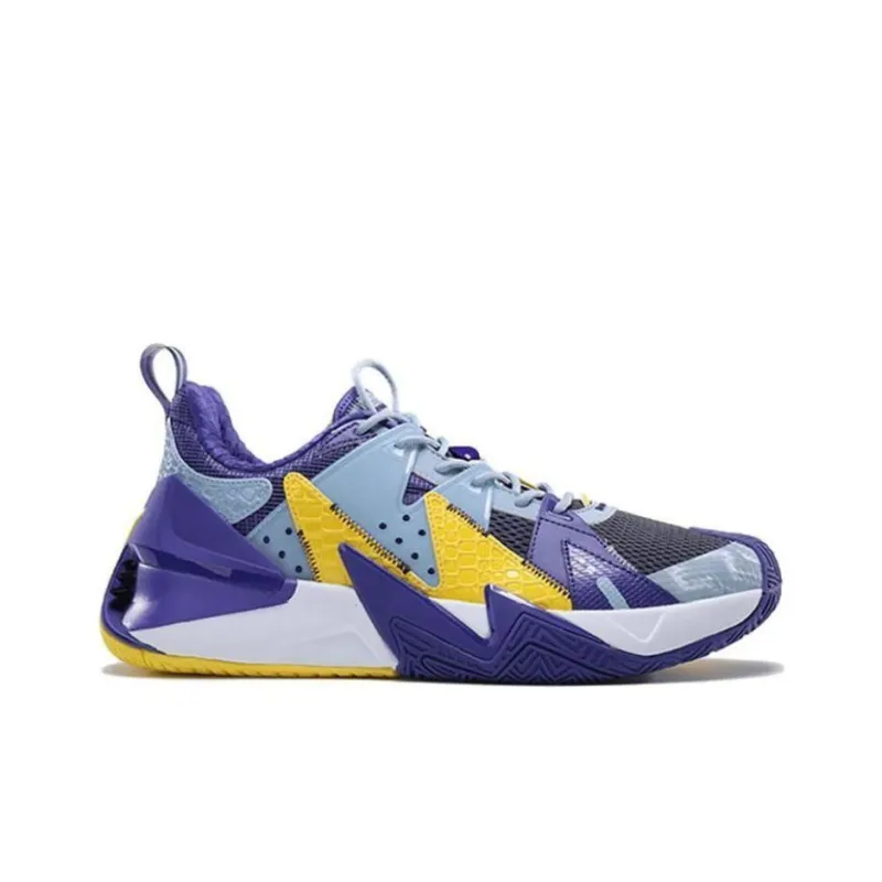 PEAK Power Collection Cushioning Anti-Slip And Wear-Resistant Low-Top Basketball Shoes Men's Blue Amber Yellow-1