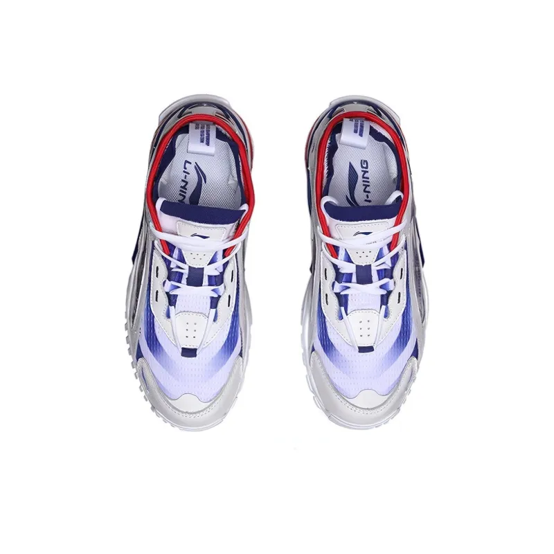 LiNing Aurora Skyline Non slip Lightweight Low Top Casual Shoes Women's White Blue Red-2