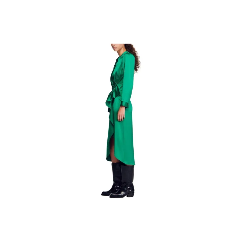 Sandro Long-Sleeved Dresses Women's Green-2
