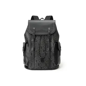 Slazenger Leather Backpack Computer Backpack Large Size Unisex Black White Brown
